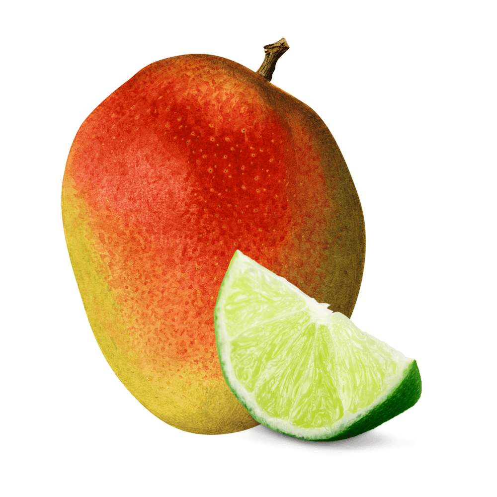 mango and wedge of lime