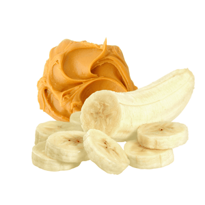 cut up banana with peanut butter